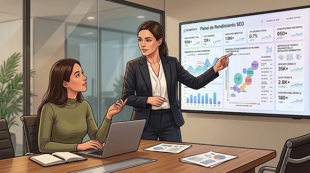 Consultor SEO revisando datos de Search Console.